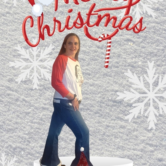 Christmas Santa Hat Pants Jeans Upcycled one of a kind handmade - Picture 6 of 12